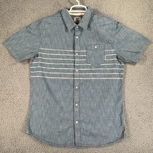 Vans Shirt Mens Large Blue Striped Button Up Short Sleeve‎ Casual Tailored Fit